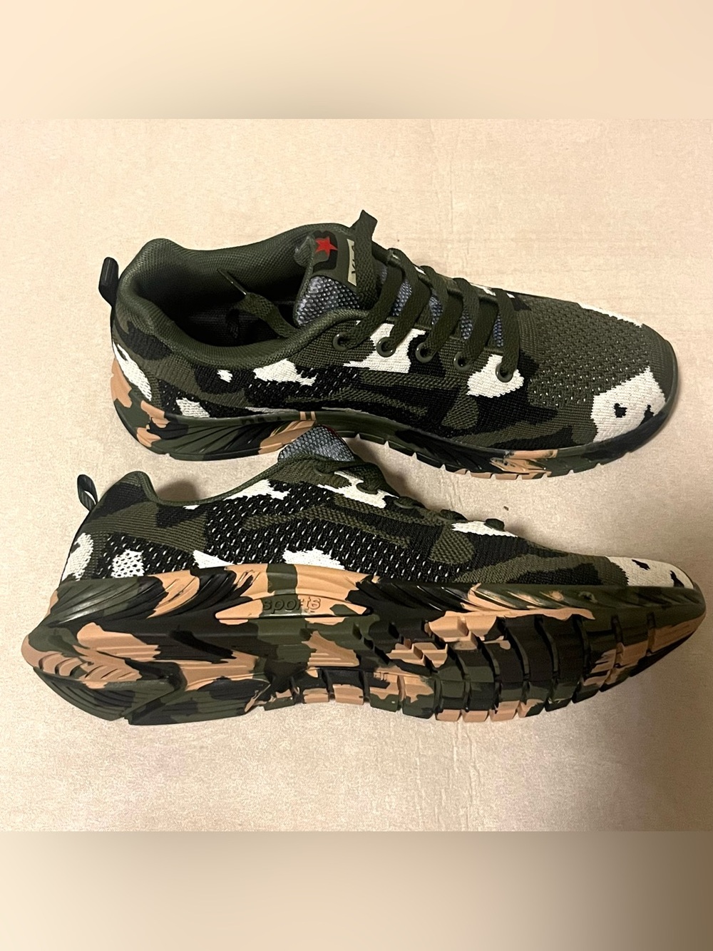 XLC Green Camo Multicolor Lace-Up Fashion Sneakers Size 10 / EU 41 New